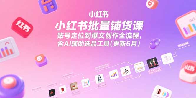 小红书批量铺货课，账号定位到爆文创作全流程，含AI辅助选品工具(更新6月-木鱼网创