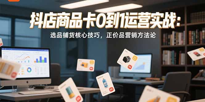 抖店商品卡0到1运营实战：选品铺货核心技巧，正价品营销方法论-木鱼网创