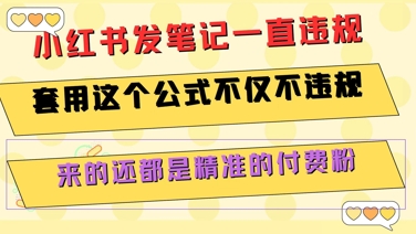 小红书发笔记一直违规，套用这个公式不仅不违规，来的还都是精准的付费粉-木鱼网创