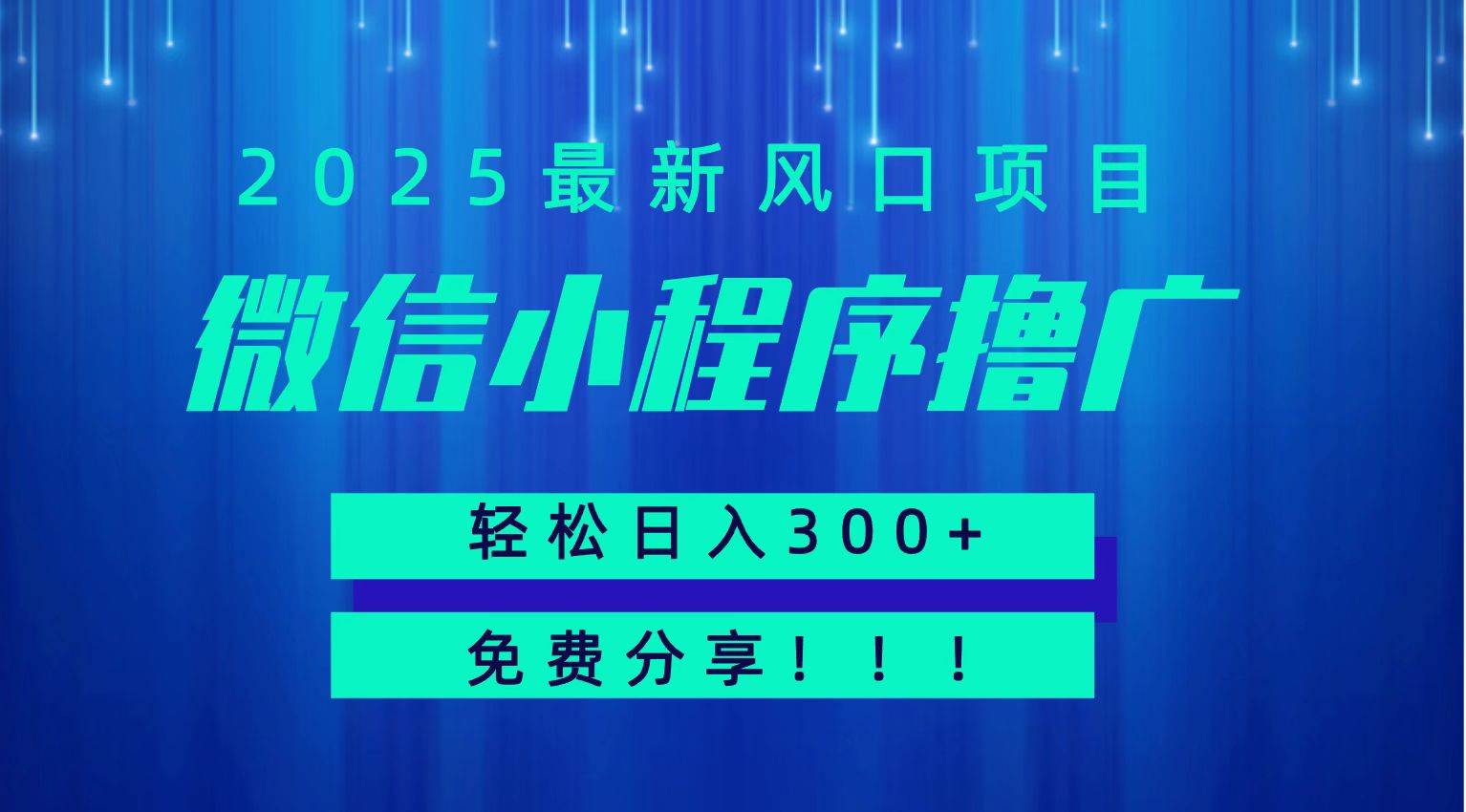 微信小程序撸广，最新风口项目，日入300+ 免费分享 可批量操作 小白可轻松上手！！-木鱼网创