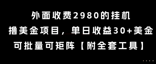 外面收费2980的挂G撸美金项目，单日收益30+美金，可批量可矩阵【揭秘】-木鱼网创