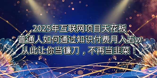 2025年互联网项目天花板，普通人如何通过卖项目实现逆风翻盘，月入5W＋！-木鱼网创