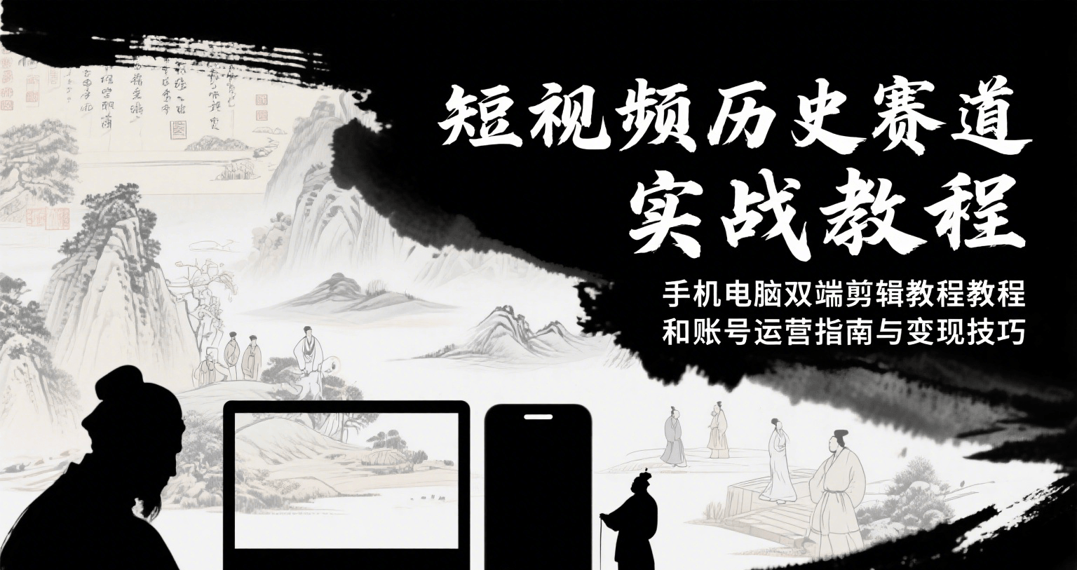 短视频历史赛道实战教程，手机电脑双端剪辑教程和账号运营指南与变现技巧-木鱼网创