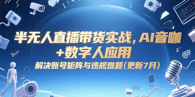 半无人直播带货实战,AI音咖+数字人应用 解决账号矩阵与违规难题(更新7月-木鱼网创