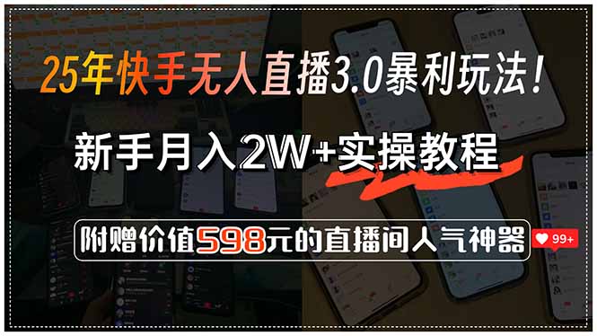 25年快手无人直播3.0暴利玩法!,新手月入2W+实操教程,附赠价值598元…-木鱼网创