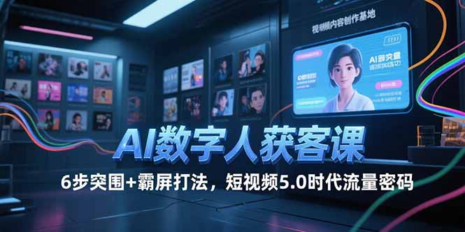 AI数字人获客课，6步突围+霸屏打法，短视频5.0时代流量密码-木鱼网创