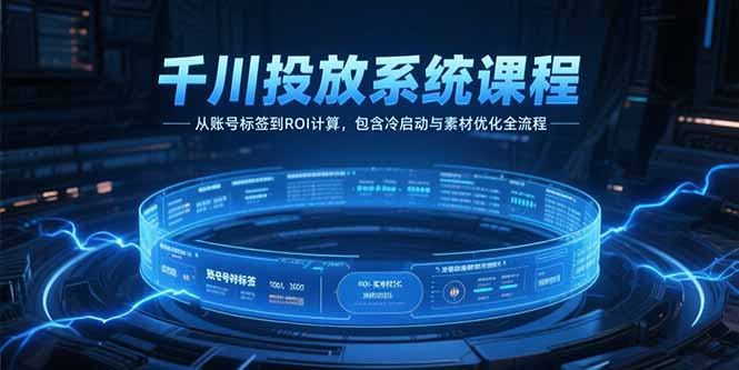 千川投放系统课程，从账号标签到ROI计算，包含冷启动与素材优化全流程-木鱼网创