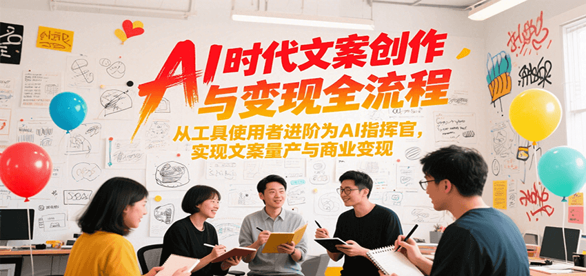 AI时代文案创作与变现全流程，从工具使用者进阶为AI指挥官，实现文案量产与商业变现-木鱼网创