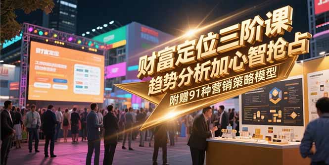 财富定位三阶课,趋势分析加心智抢占,附赠91种营销策略模型-木鱼网创