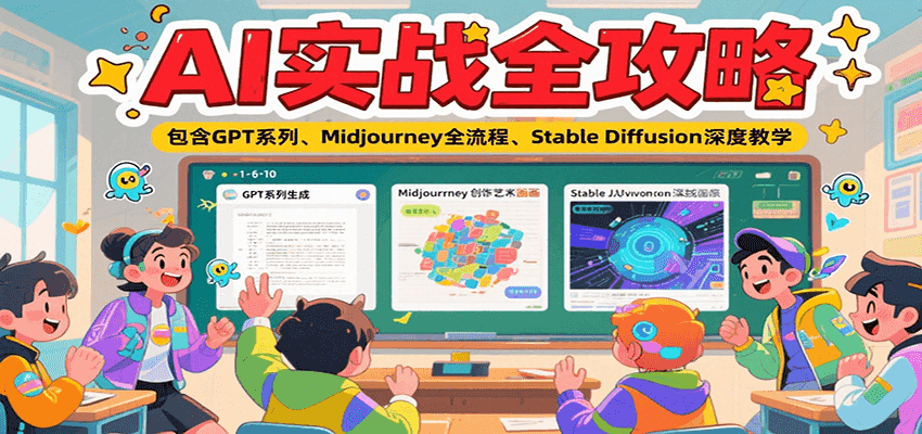 AI实战全攻略，包含GPT系列、Midjourney全流程、Stable Diffusion深度教学-木鱼网创