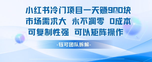 小红书冷门项目一天收益9张,市场需求大,0成本,可复制性强可以矩阵操作-木鱼网创